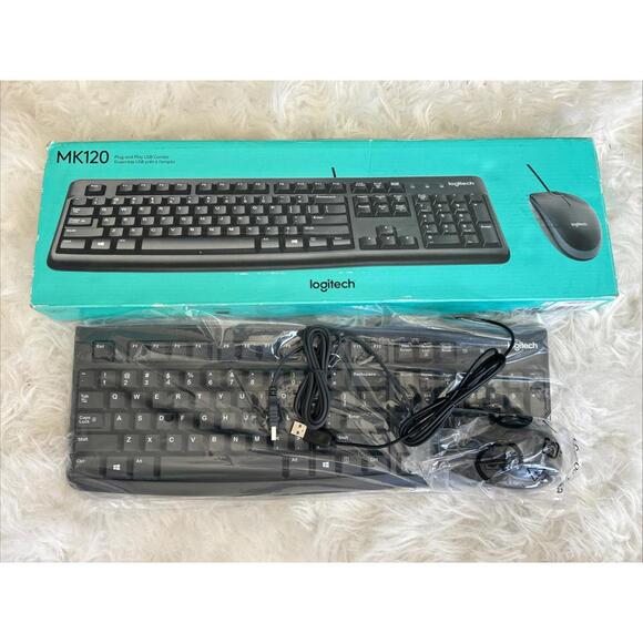 Logitech Other - Logitech MK120 Plug & Play USB Keyboard & Mouse Black New Open Box Tested Works